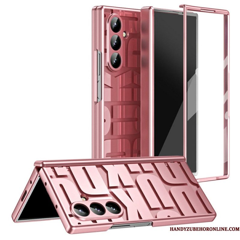 Cover Hoesje Samsung Galaxy Z Fold 7 Telefoonhoesje Letterontwerp Met Schermbeschermer Van Gehard Glas