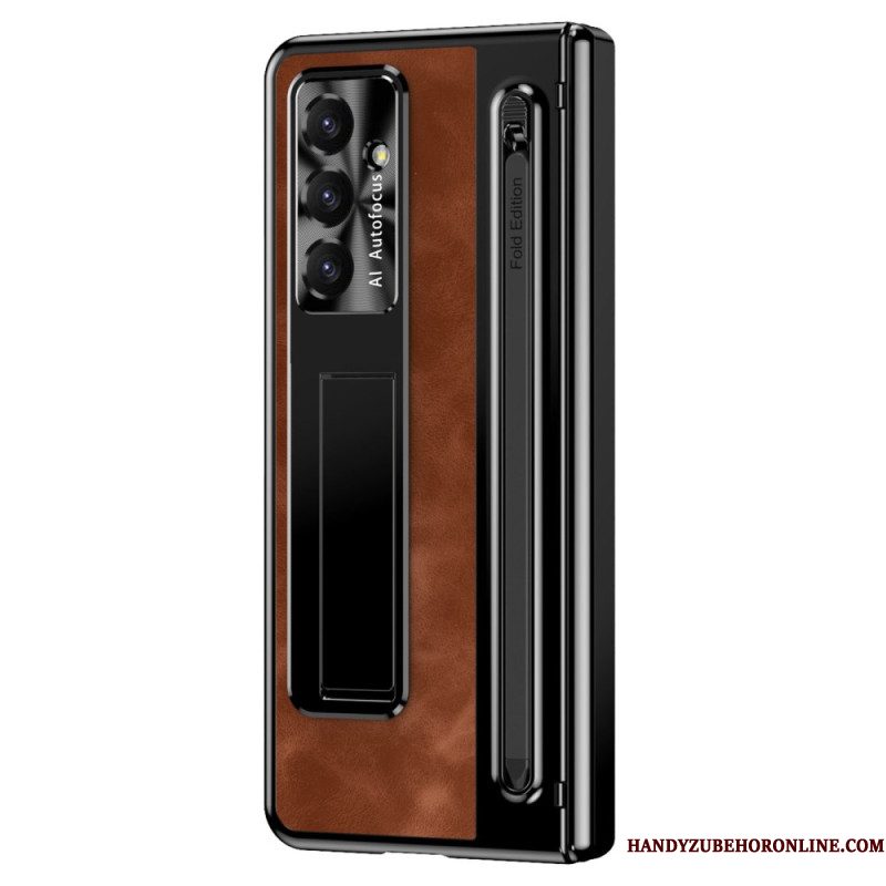 Cover Hoesje Samsung Galaxy Z Fold 7 Telefoonhoesje Standaard Met Lederlook En Stylushouder