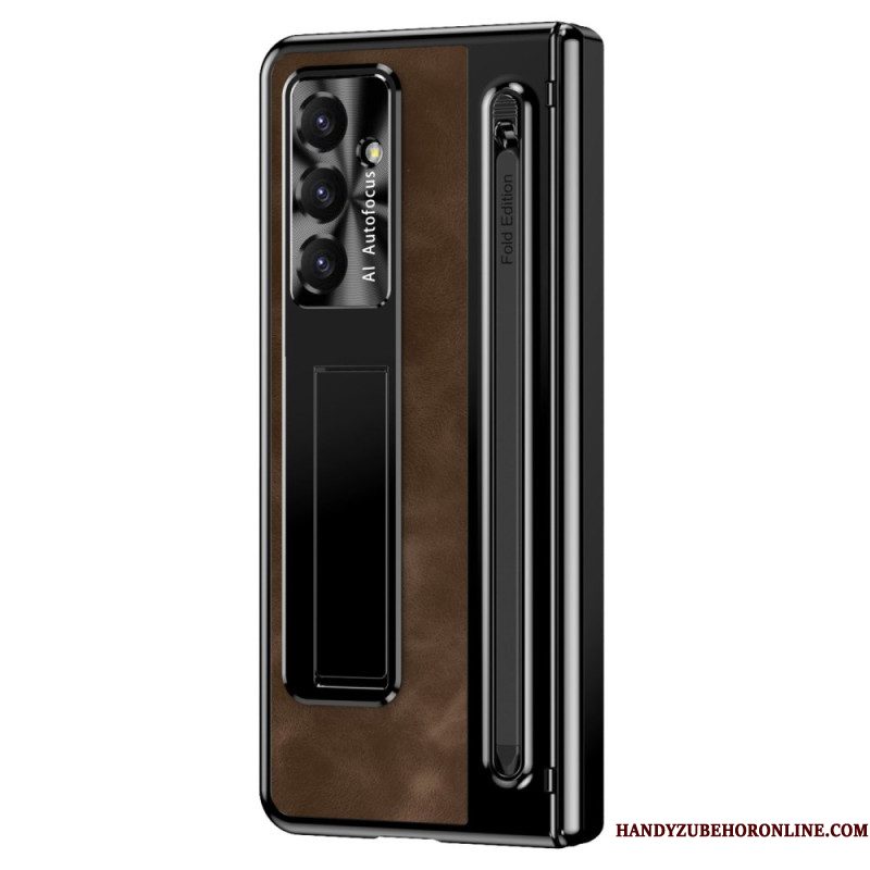 Cover Hoesje Samsung Galaxy Z Fold 7 Telefoonhoesje Standaard Met Lederlook En Stylushouder