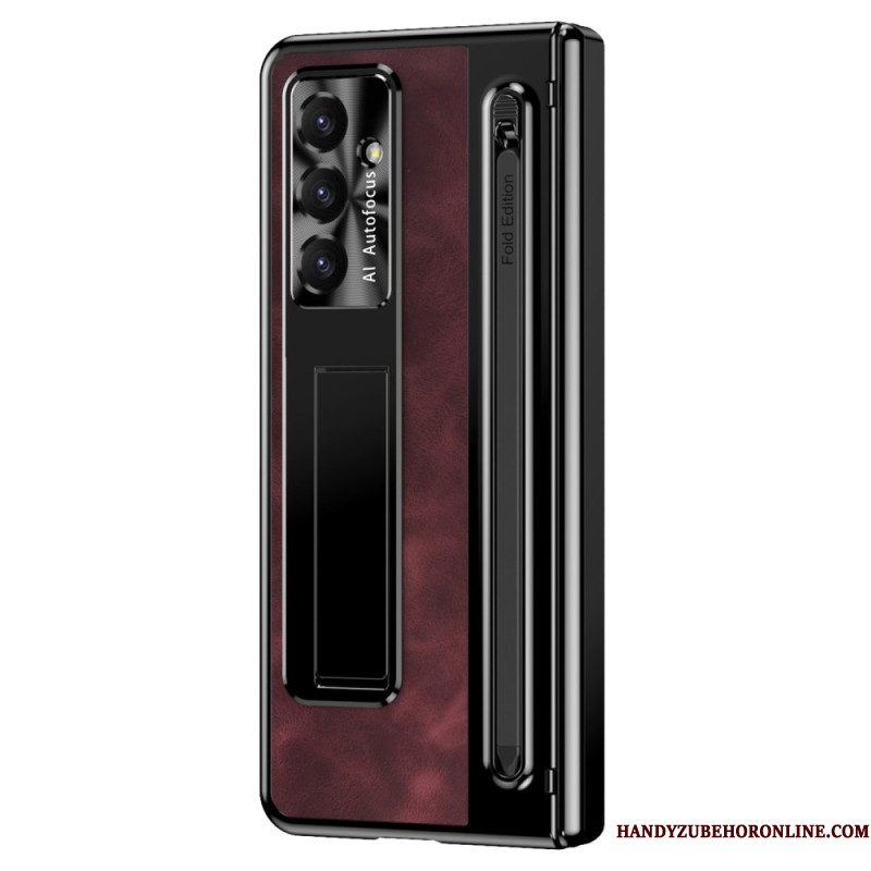 Cover Hoesje Samsung Galaxy Z Fold 7 Telefoonhoesje Standaard Met Lederlook En Stylushouder