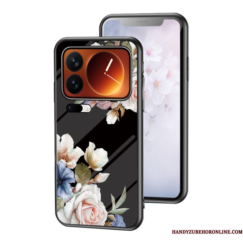 Cover Hoesje Xiaomi 17 Pro Telefoonhoesje Bloemenpatroon Van Gehard Glas
