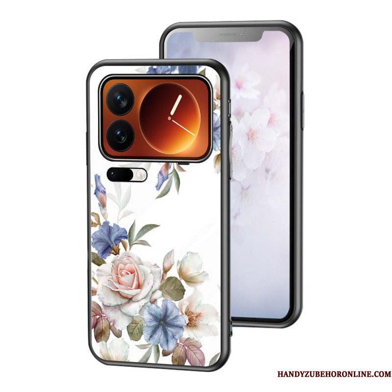 Cover Hoesje Xiaomi 17 Pro Telefoonhoesje Bloemenpatroon Van Gehard Glas