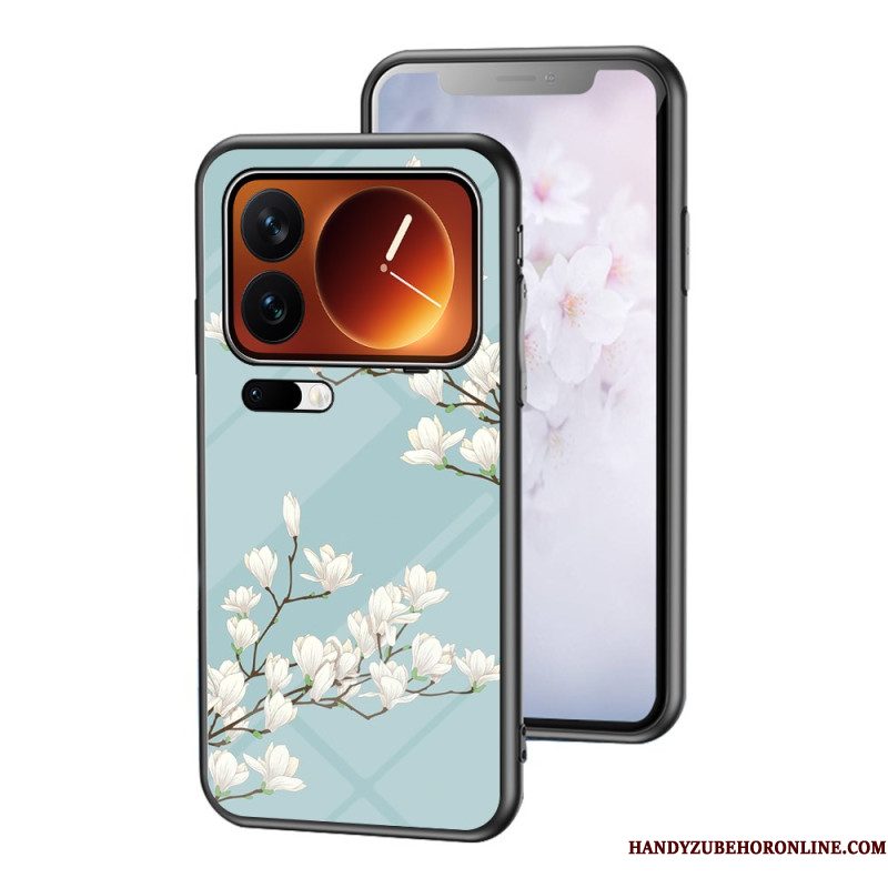 Cover Hoesje Xiaomi 17 Pro Telefoonhoesje Bloemenpatroon Van Gehard Glas