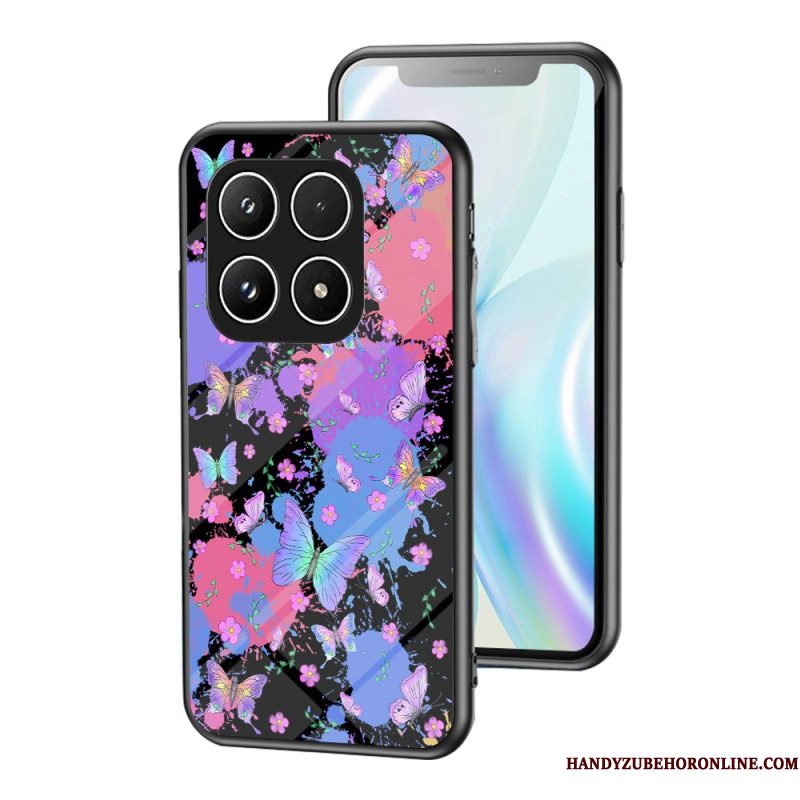 Cover Hoesje Xiaomi 17 Telefoonhoesje Gehard Glas Met Vlinderpatroon