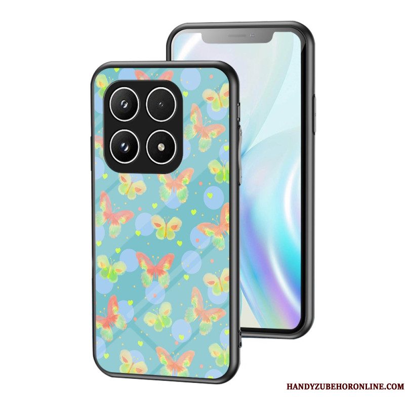 Cover Hoesje Xiaomi 17 Telefoonhoesje Gehard Glas Met Vlinderpatroon