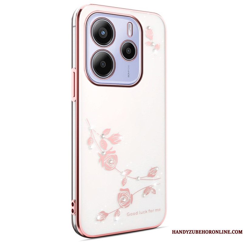Cover Hoesje Xiaomi Redmi Note 14 4g Telefoonhoesje Strass-steentjes En Bloemen