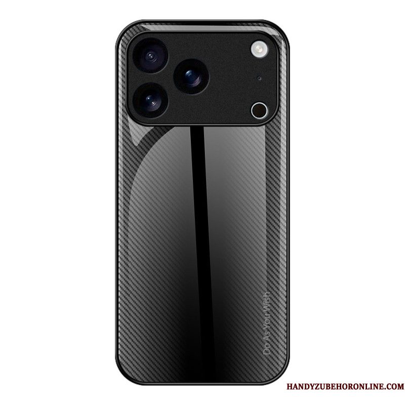 Cover Hoesje iPhone 17 Pro Max Telefoonhoesje Gehard Glas Met Koolstofvezel