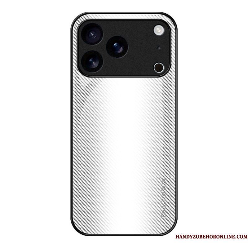 Cover Hoesje iPhone 17 Pro Max Telefoonhoesje Gehard Glas Met Koolstofvezel