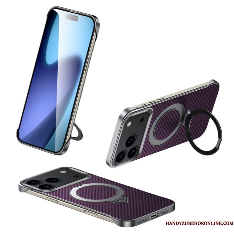 Cover Hoesje iPhone 17 Pro Max Telefoonhoesje Magsafe Carbon Fiber Ring Mount