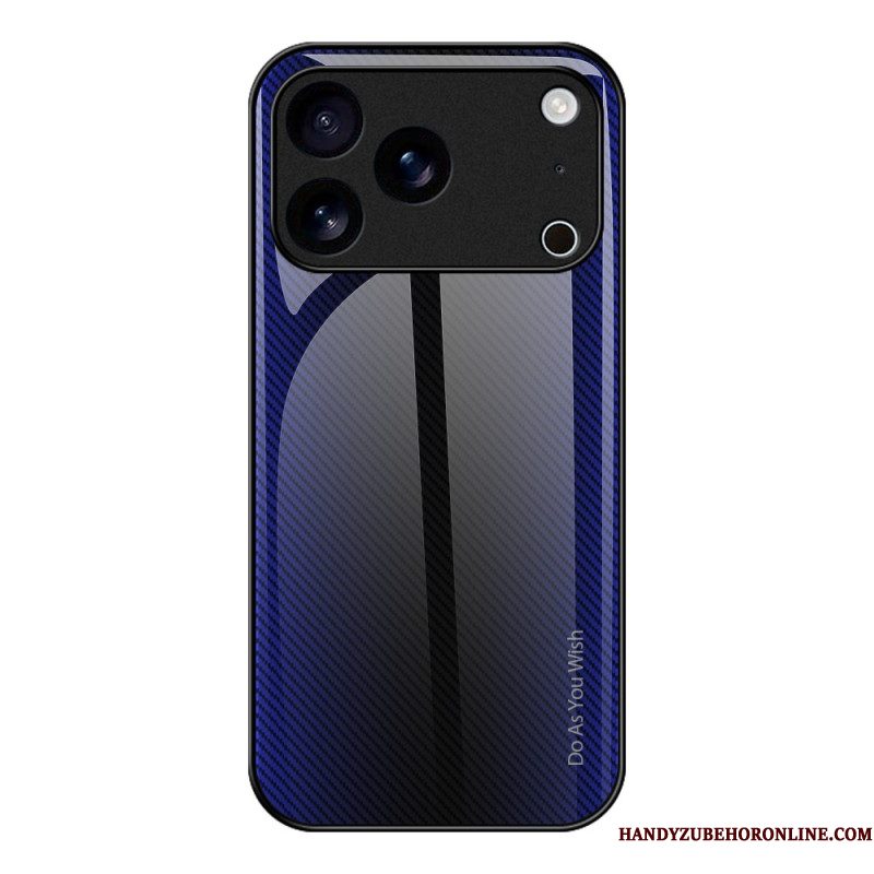 Cover Hoesje iPhone 17 Pro Telefoonhoesje Gehard Glas Met Koolstofvezel