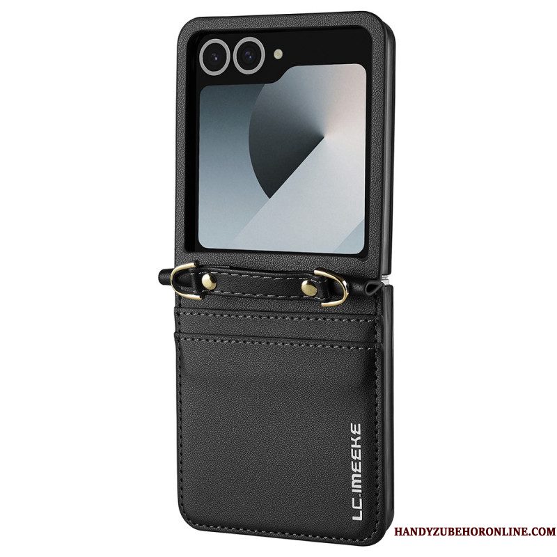 Cover Samsung Galaxy Z Flip 7 Kaarthouder En Schouderband In Lederlook