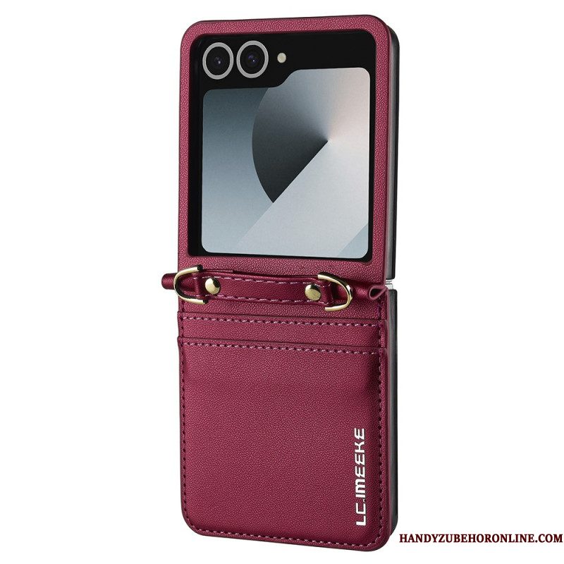 Cover Samsung Galaxy Z Flip 7 Kaarthouder En Schouderband In Lederlook