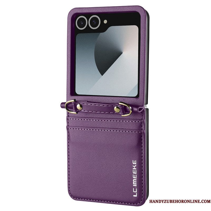Cover Samsung Galaxy Z Flip 7 Kaarthouder En Schouderband In Lederlook