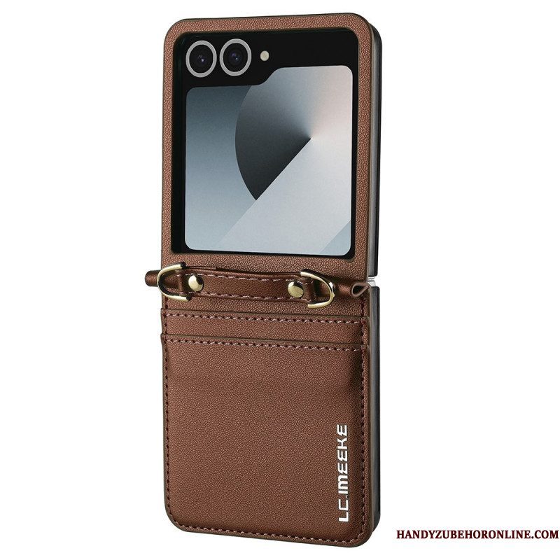 Cover Samsung Galaxy Z Flip 7 Kaarthouder En Schouderband In Lederlook