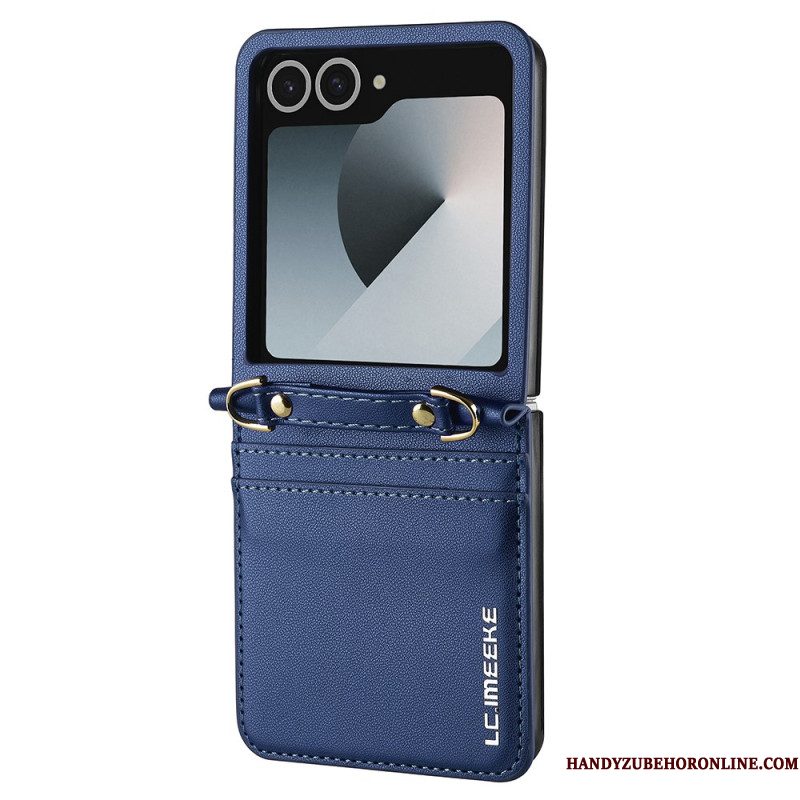Cover Samsung Galaxy Z Flip 7 Kaarthouder En Schouderband In Lederlook