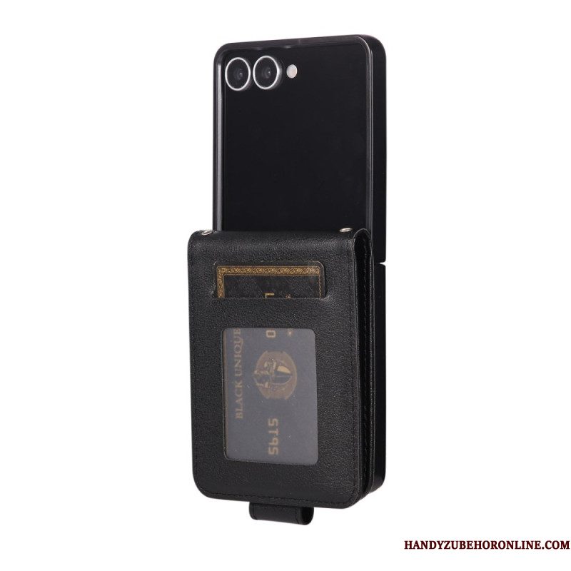 Cover Samsung Galaxy Z Flip 7 Kaarthouder Van Imitatieleer