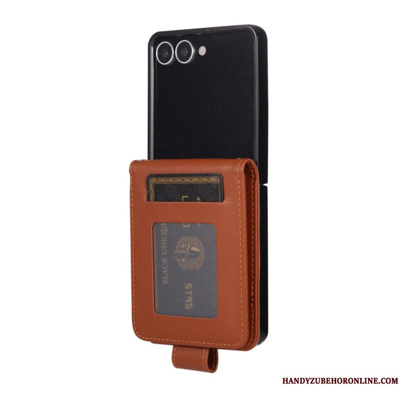 Cover Samsung Galaxy Z Flip 7 Kaarthouder Van Imitatieleer