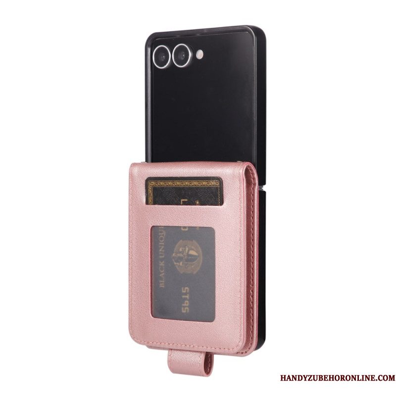 Cover Samsung Galaxy Z Flip 7 Kaarthouder Van Imitatieleer