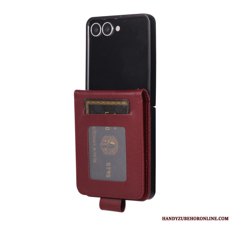 Cover Samsung Galaxy Z Flip 7 Kaarthouder Van Imitatieleer