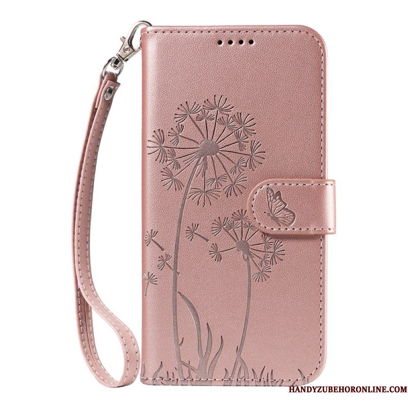 Flip Case Leren Huawei Pura 80 Pro Paardenbloempatroon En Bandje
