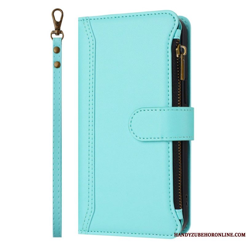 Flip Case Leren Samsung Galaxy S25 5g Edge Portemonnee Met 9 Kaartsleuven En Sleutelkoord