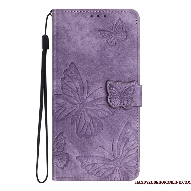 Flip Case Leren Samsung Galaxy S25 5g Edge Suède Vlindereffect
