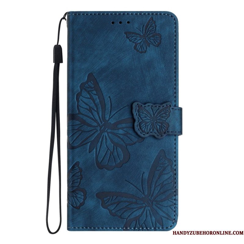 Flip Case Leren Samsung Galaxy S25 5g Edge Suède Vlindereffect