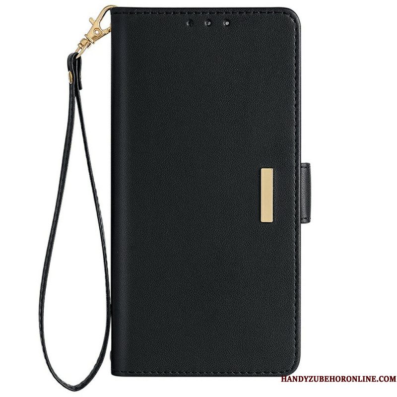 Flip Case Leren Samsung Galaxy S25 5g Gesp In Metaalstijl
