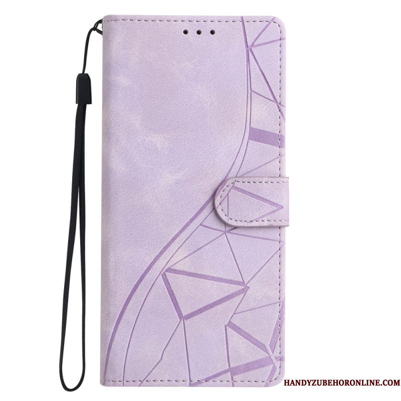 Flip Case Leren Samsung Galaxy S25 Fe Driehoekig Patroon