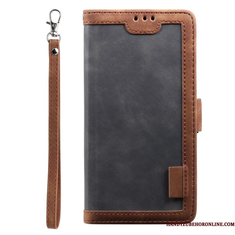 Flip Case Leren Samsung Galaxy S25 Fe Rfid-portemonnee Met Bandje