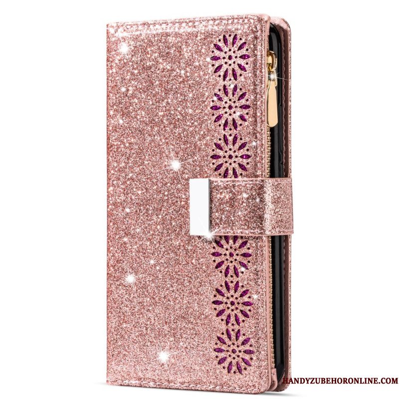 Flip Case Leren Samsung Galaxy S25 Plus 5g Portemonnee Met Pailletten