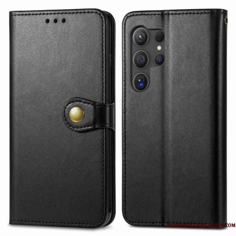 Flip Case Leren Samsung Galaxy S25 Ultra 5g Gouden Sluiting