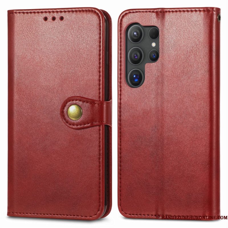 Flip Case Leren Samsung Galaxy S25 Ultra 5g Gouden Sluiting