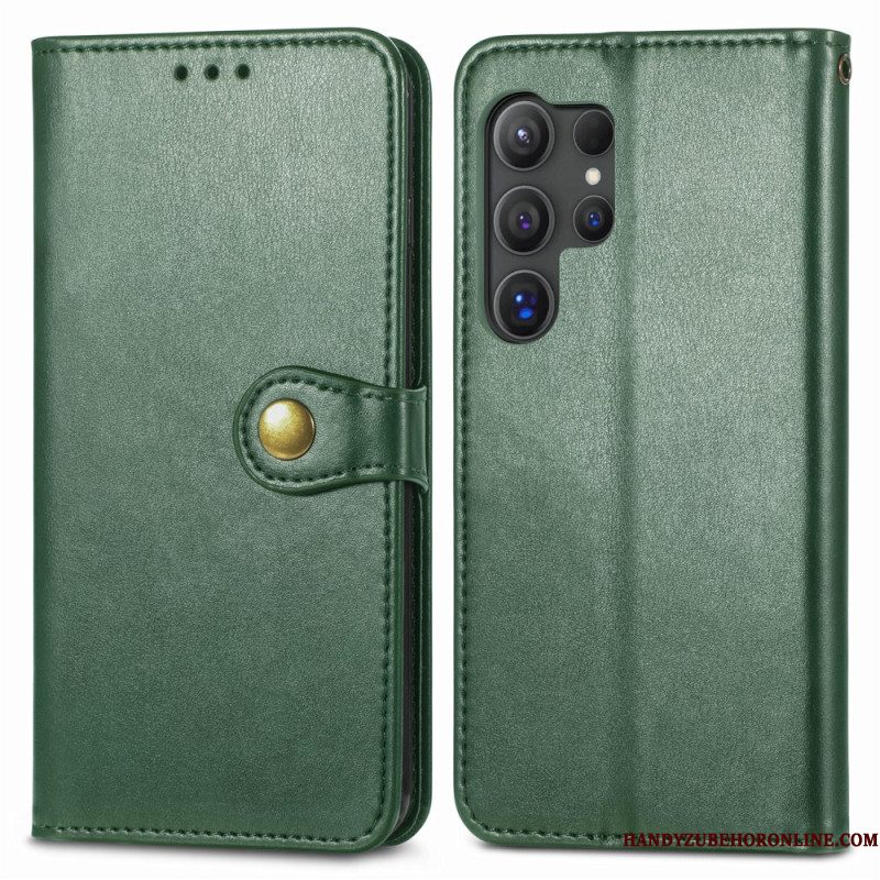 Flip Case Leren Samsung Galaxy S25 Ultra 5g Gouden Sluiting