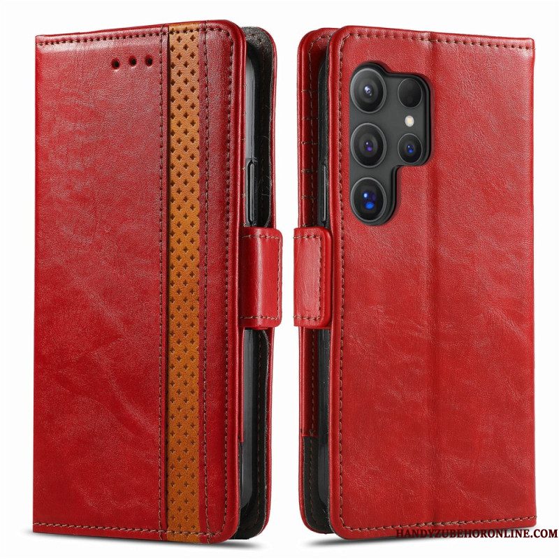 Flip Case Leren Samsung Galaxy S25 Ultra 5g Tweekleurige Rfid-blokkerende Portemonnee