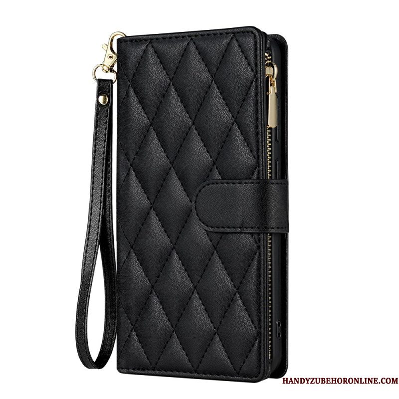 Flip Case Leren Samsung Galaxy S26 Gewatteerd Met Verstelbare Schouderband