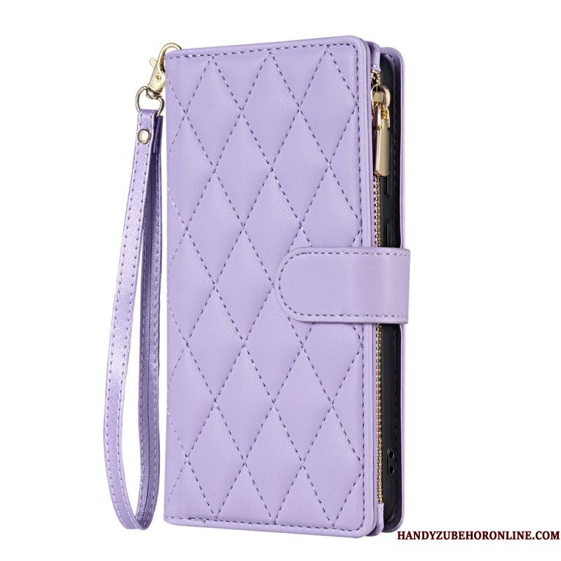 Flip Case Leren Samsung Galaxy S26 Gewatteerd Met Verstelbare Schouderband