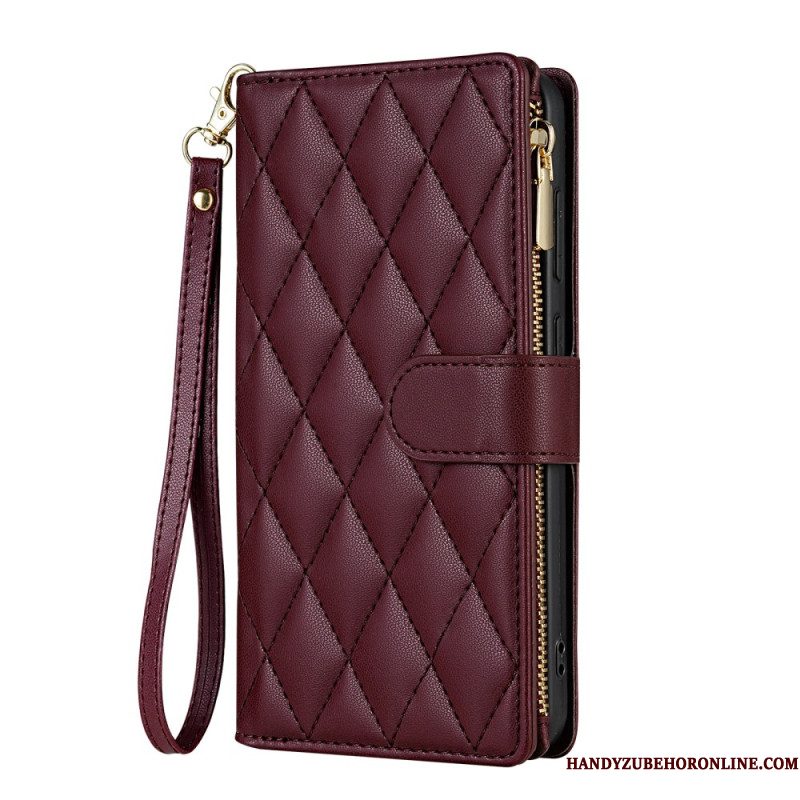Flip Case Leren Samsung Galaxy S26 Gewatteerd Met Verstelbare Schouderband