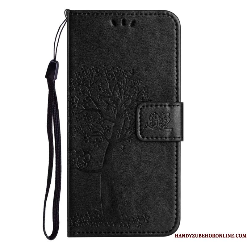 Flip Case Leren Samsung Galaxy S26 Uil En Boom Ontwerp