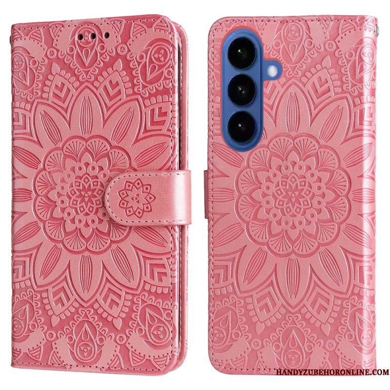 Flip Case Leren Samsung Galaxy S26 Zonnebloempatroon