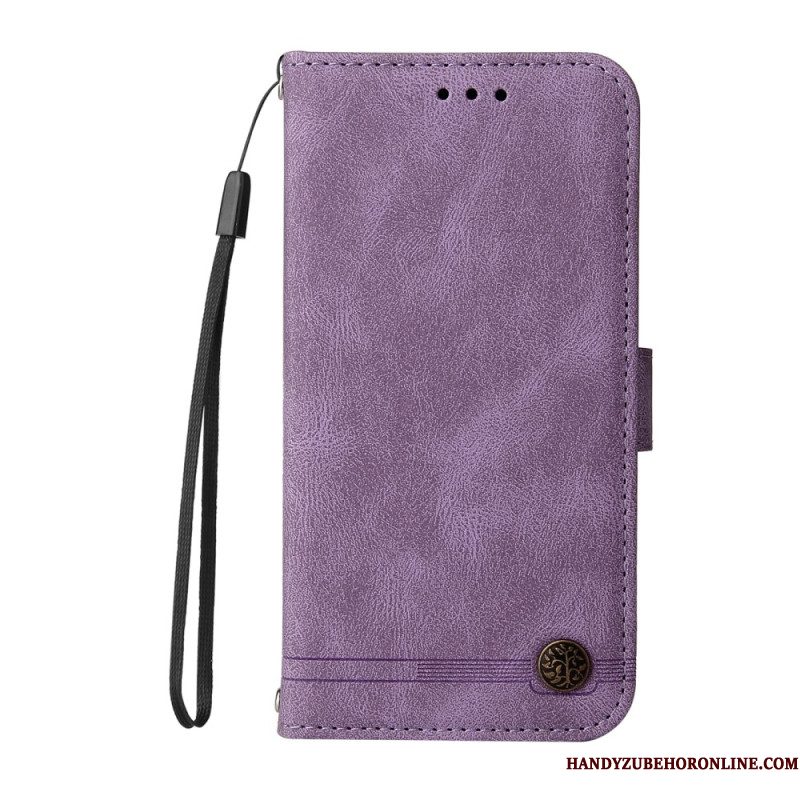 Flip Case Leren Sony Xperia 1 Vii Vintage-effect Met Klinknagel