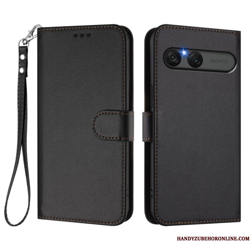 Flip Case Leren Sony Xperia 10 Vii Effen Imitatieleer