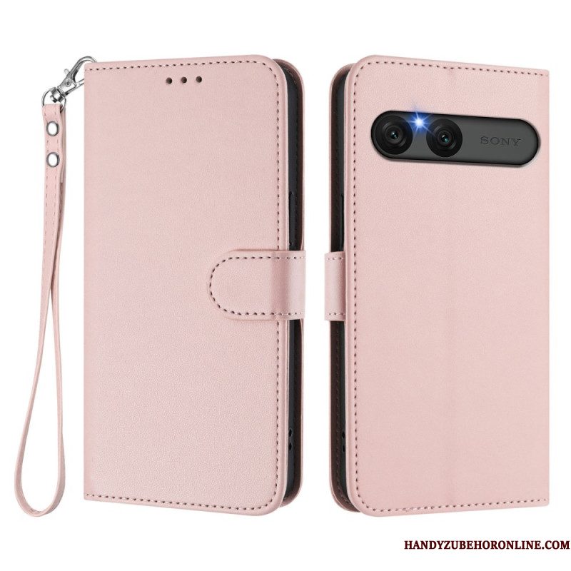 Flip Case Leren Sony Xperia 10 Vii Effen Imitatieleer