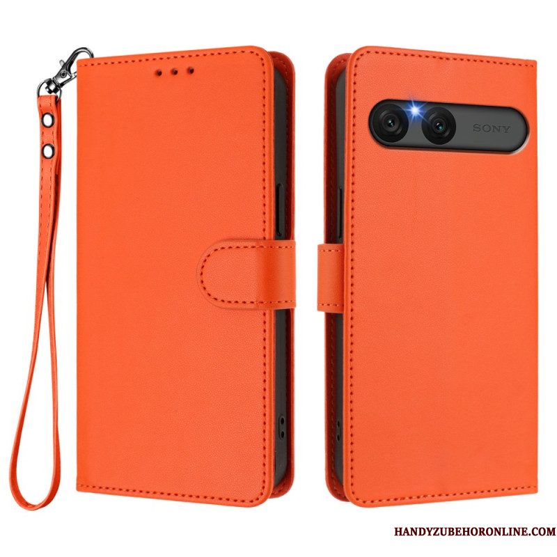 Flip Case Leren Sony Xperia 10 Vii Effen Imitatieleer
