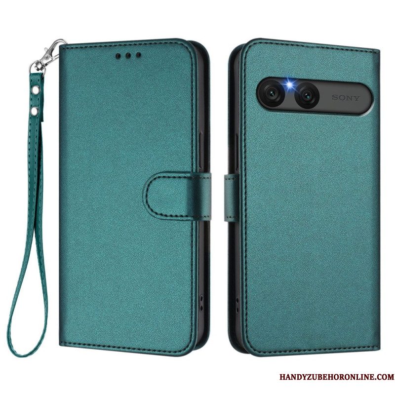 Flip Case Leren Sony Xperia 10 Vii Effen Imitatieleer