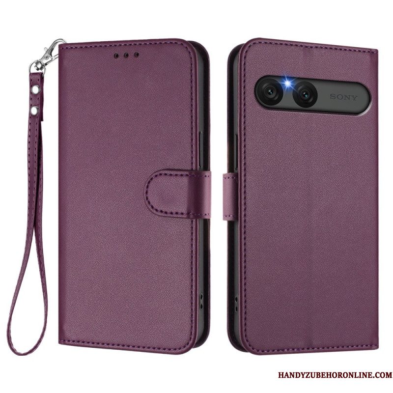 Flip Case Leren Sony Xperia 10 Vii Effen Imitatieleer