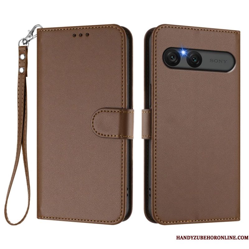 Flip Case Leren Sony Xperia 10 Vii Effen Imitatieleer