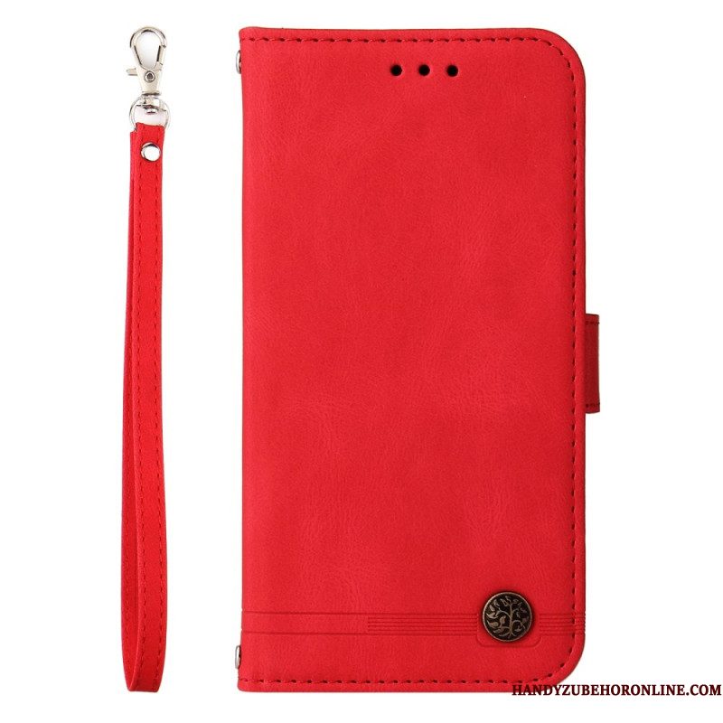Flip Case Leren Xiaomi 15 Decoratieve Klinknagel En Bandje