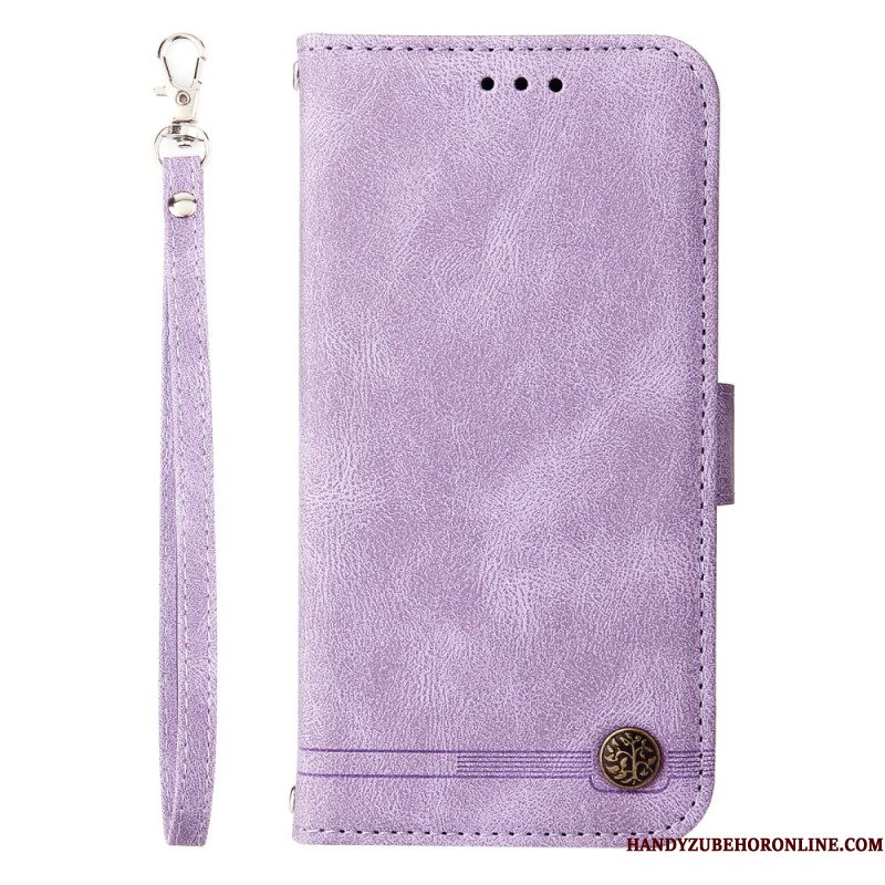Flip Case Leren Xiaomi 15 Decoratieve Klinknagel En Bandje