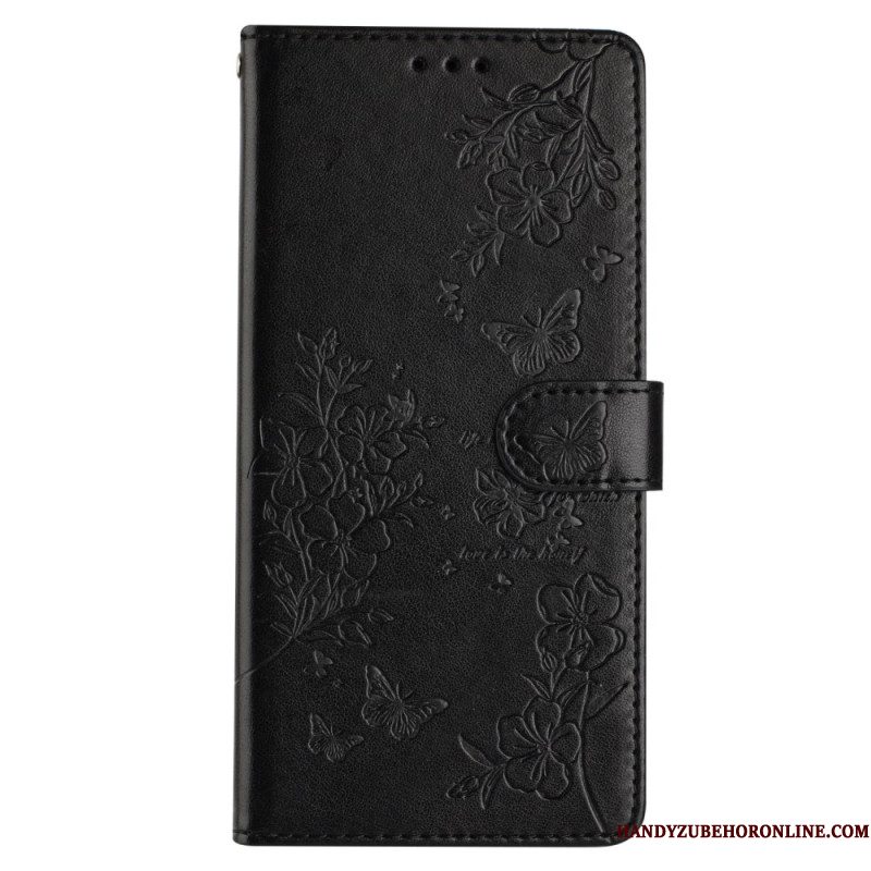 Flip Case Leren Xiaomi 15 Pro Bloemen En Vlinders